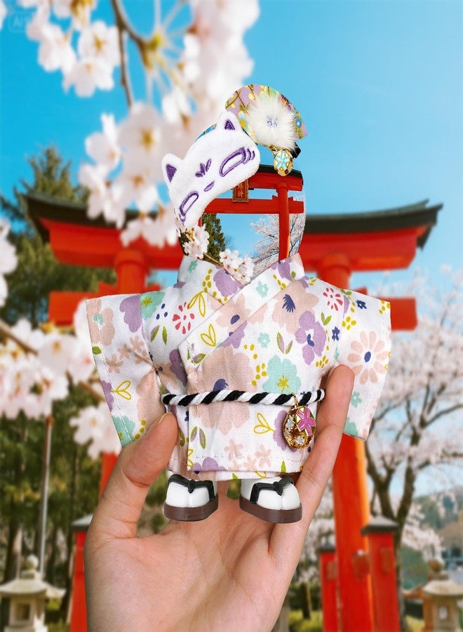 ARTST 17cm Doll Clothes,Outfit Accessories Kimono Set for 6.7inch Dolls Girl, Kawaii Chic Style Flower Hairbow+Purple Clothing+Cute Mask+Shoes(NO Doll) - Image 4